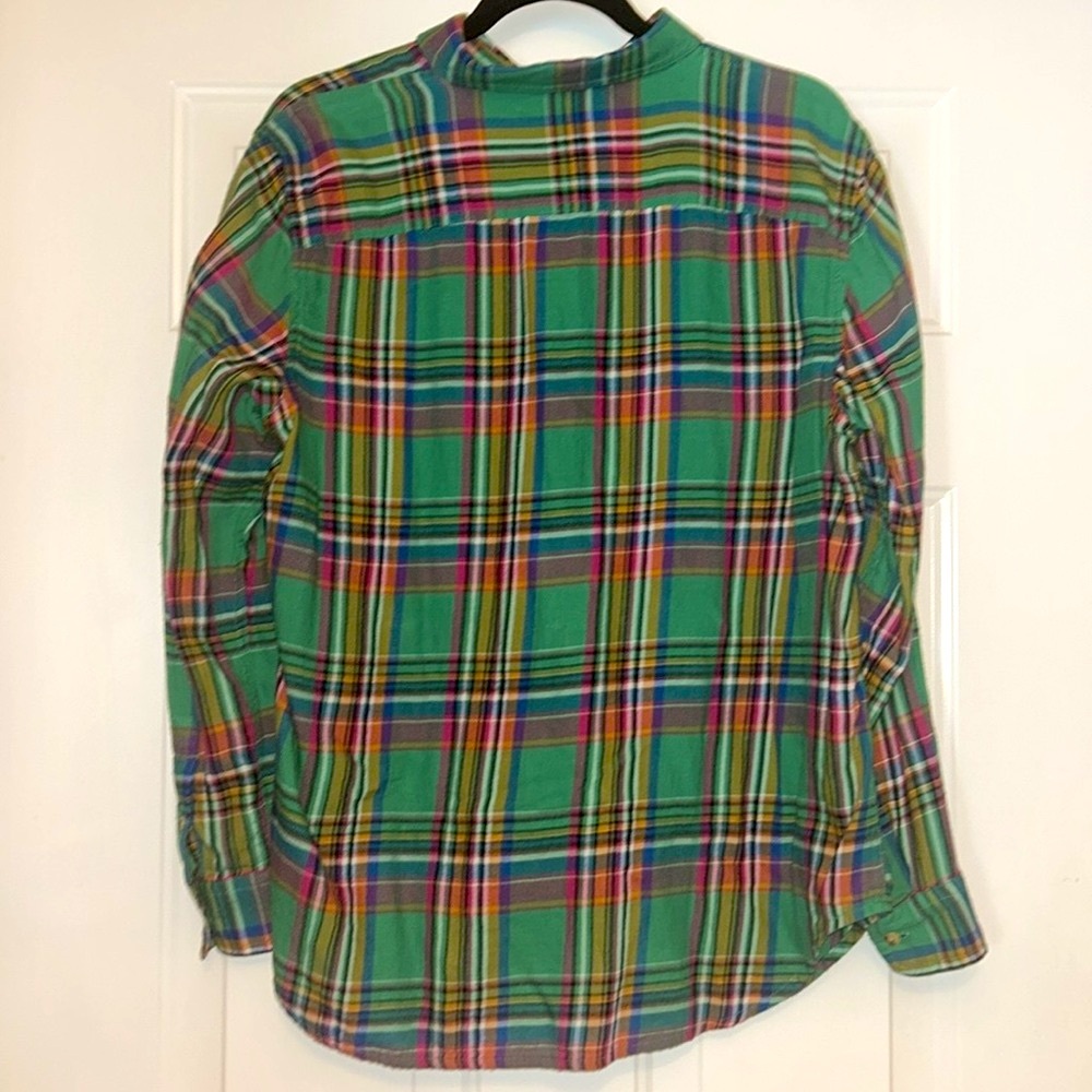Chaps Ralph Lauren Women’s Cotton Button-Up Shirt 1X Green Plaid Lightweight - Picture 5 of 11